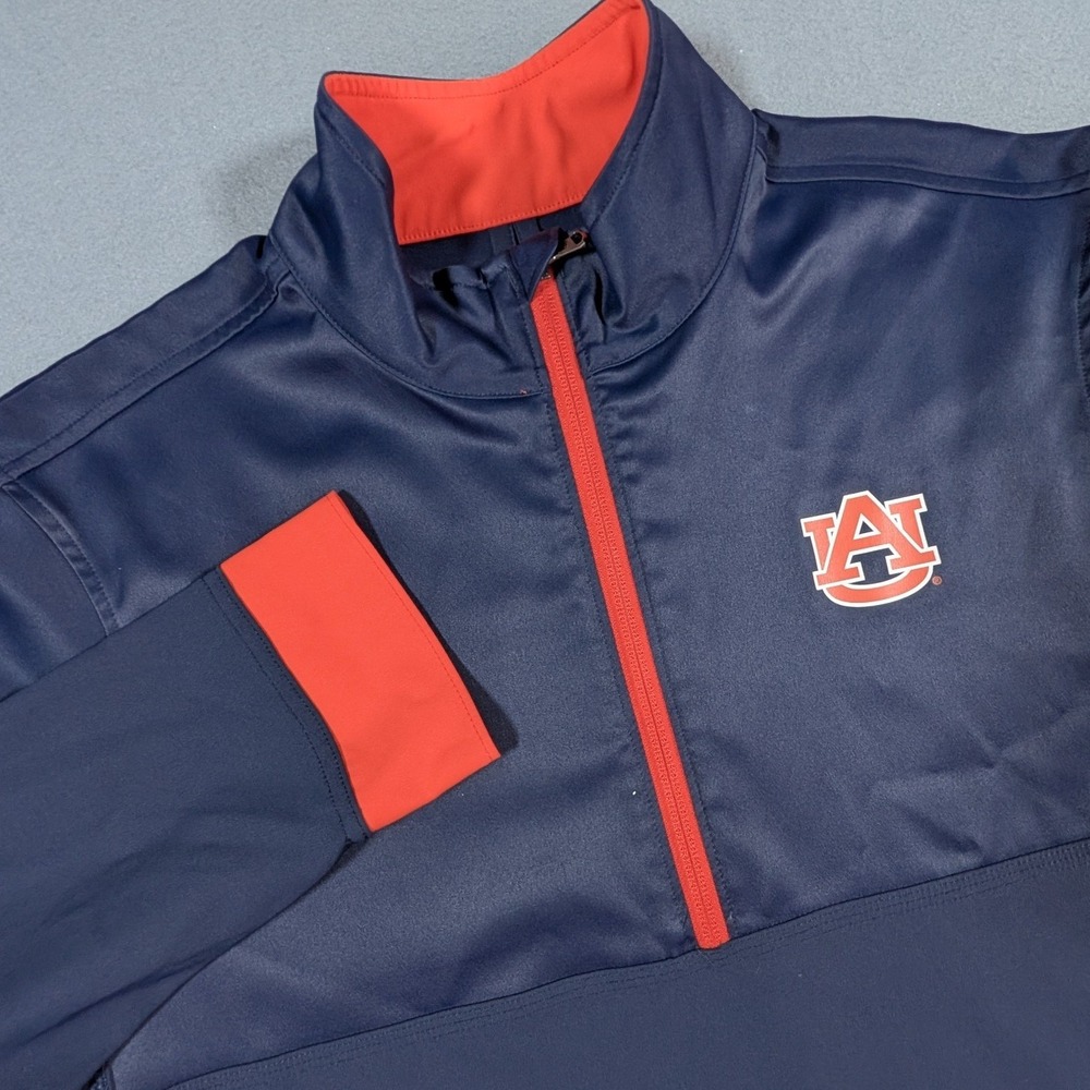 Under Armour Pullover Mens Medium Auburn Tigers Navy Blue Orange 1/4 Zip UMB356
